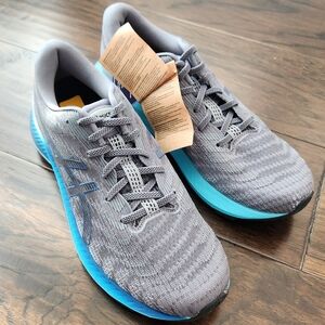 Asics Gray and Blue Running Shoes